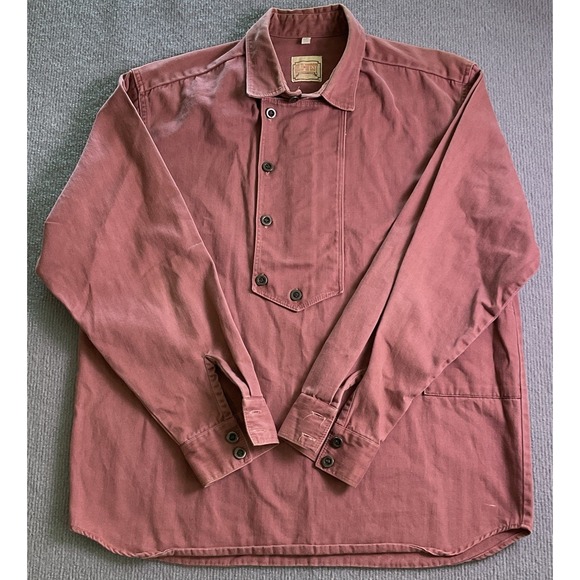 Old West Other - Old West Vtg Mens L Bib Shirt Light Maroon Herring Bone Frontier Western Cowboy
